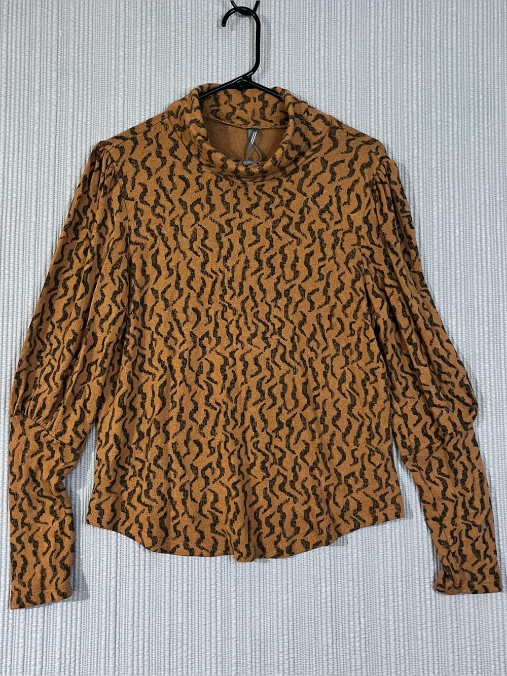 By Anthropology Puff Sleeve Turtleneck Pullover Sweater Top Brown Womens M
